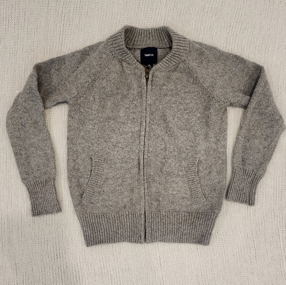 GapKids Grey zip-up cardigan sweater- XS (4-5) - Pre-owned